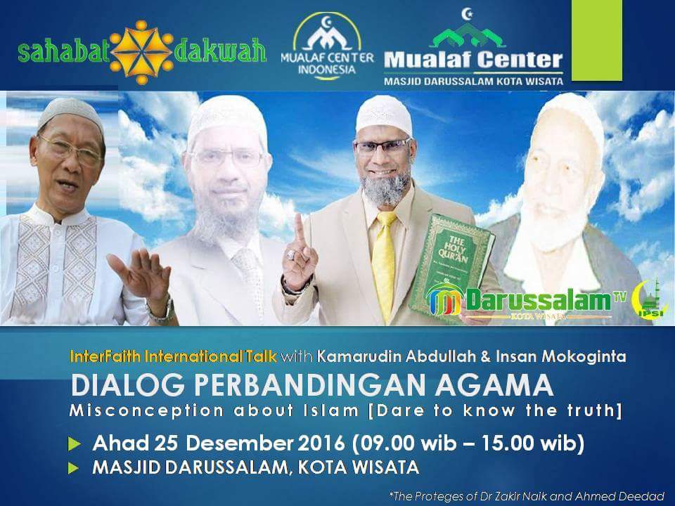 Hadirilah  Dialog “Perbandingan Agama” di Masjid Darussalam, Kota Wisata