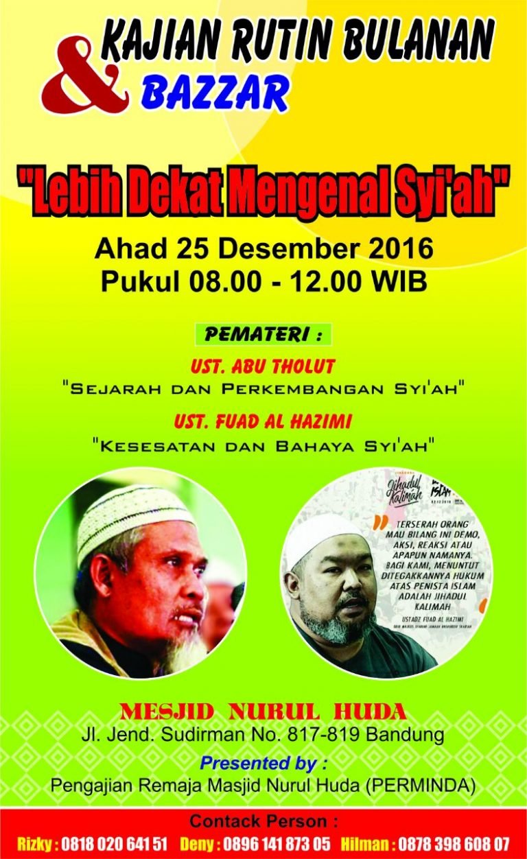 Kajian Bulanan Perminda Bandung ‘Lebih Dekat Mengenal Syi’ah’ Bersama Ustadz Fuadz Al Hazimi