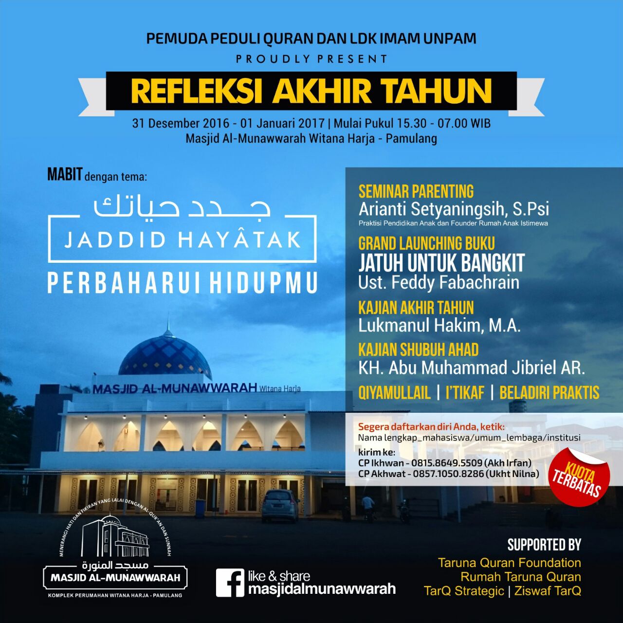 Refleksi Akhir Tahun, Pemuda Peduli Qur’an Adakan Mabit di Masjid Munawaroh Pamulang
