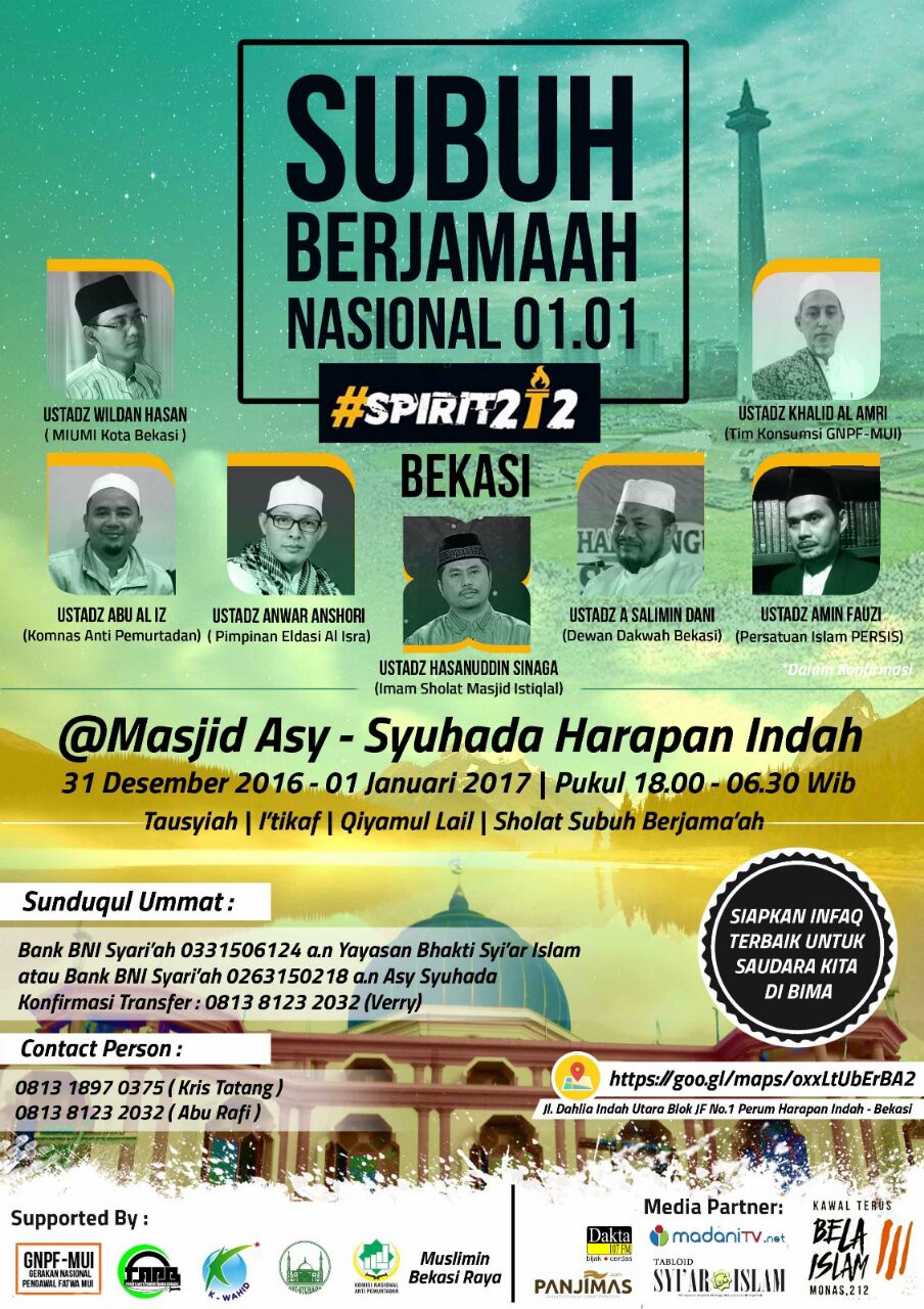 Ikutilah Subuh Berjamaah 01.01 di Masjid Asy-Syuhada Harapan Indah Bekasi