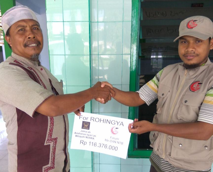 Ansharusyariah Nusra Salurkan Donasi Senilai Rp.116 Juta Melalui Forum Me-Dan untuk Muslim Rohingya