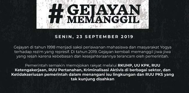 Mahasiswa dan Masyarakat Yogyakarta Turun ke Jalan Senin Ini