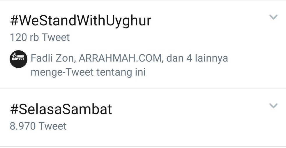 #WeStandWithUyghur Terus Bertahan di Trending Topik